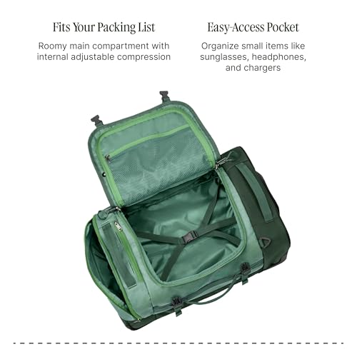 Eagle Creek Cargo Hauler XT Wheeled Duffel - Wheeled Backpack Duffel - Deployable Backpack Straps - Lockable U-Lid & Easy Access Compartment - Duck Green