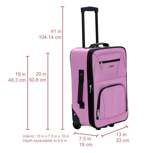 Rockland Fashion Softside 2 Piece Luggage Set, Expandable, (14" Tote/19" Upright), Pink