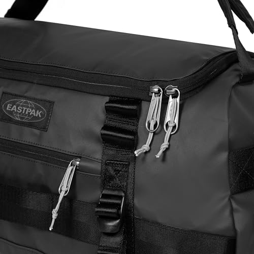 Eastpak Duffel Pack S – 40L Convertible Duffel Bag with Backpack Straps, Cabin-Size Travel Design, Weatherproof Finish & Gear Loops, Tarp Black
