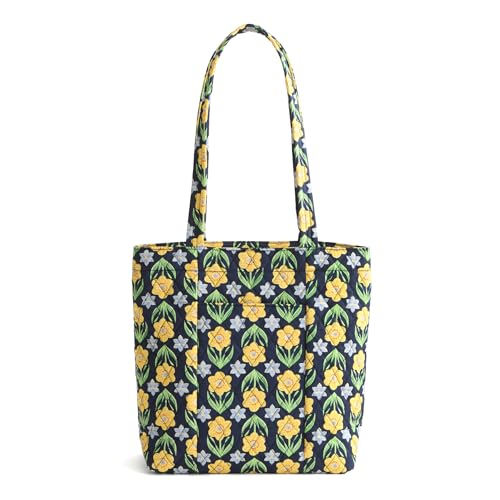 Vera Bradley Women's Premium Cotton Small Original Zip Tote Bag, Daffodils, One Size
