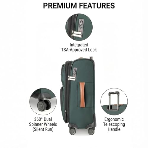 Ricardo Beverly Hills Montecito 3.0 Softside Luggage Collection Expandable Suitcases with Wheels and TSA Lock, 29" Large Check-In (Hunter Green, 29-inch Large Check-in)