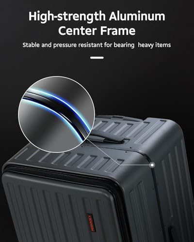 CENSIEN 29 Inc Checked Luggage, Trunk Luggage with Spinner Wheels, Lightweight ABS+PC Hard Shell Large Suitcase with Aluminum Frame, Top Opening, TSA Lock (Dark Black, 1PC)
