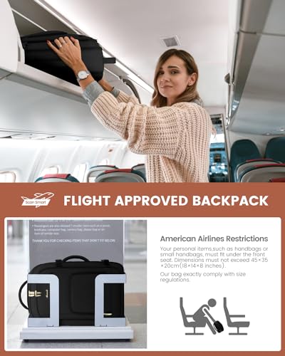 LOVEVOOK Carry On Travel Backpack For Women Men Flight Approved, 40L Personal Item Backpack for Airplanes, Business Weekender Overnight Daypack Fits 17 Inch Laptop, With 2 Packing Cubes, Black