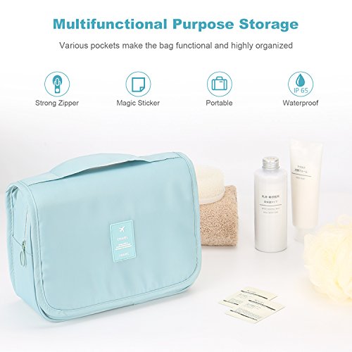 Mossio Hanging Toiletry Bag - Large Cosmetic Makeup Travel Organizer for Men & Women with Sturdy Hook (Wine Flower)