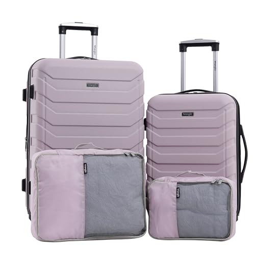Wrangler 4 Piece Miami Luggage and Packing Cubes Set, Burnished Lilac