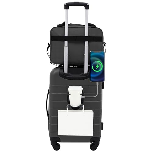 Wrangler Smart Spinner Hardside Luggage, 2 Piece Set, Dark Shadow