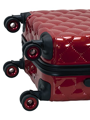 Rockland Quilt Hardside 3 Piece Spinner Wheel Luggage Set, Black, 3-Piece Set, (20"/24"/28"), Red