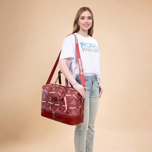 Arkansas Razorbacks Duffel Bag with Shoe & Wet Compartment, Large Capacity Overnight Travel Bags for Graduation Gift | NC-AFU008BDY