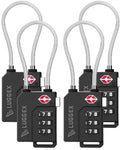 LUGGEX TSA Locks for Luggage, Suitcase Locks TSA Approved, Luggage Locks, Gift Box, Ease of Use & Durable(Silver Cable,4 Pack)