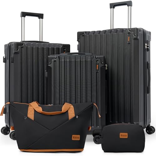Eeeza Luggage Sets 5 Piece，Hardside Luggages with Spinner Wheels, Lightweight ABS Hard Shell Travel Luggage with TSA Lock for Family Trips, Business,Vacation