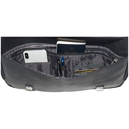 Kenneth Cole REACTION Show Business 16" Colombian Leather Business Laptop Portfolio Messenger Bag, Black