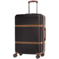 Amazon Basics 26-inch Hardside Checked Luggage With Leather Detailing, Expandable Spinner Suitcase With 8 Multi-directional Wheels, Scratch-Resistant Surface, Black