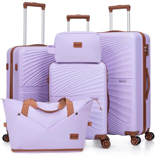 Eeeza Luggage Sets 5 Piece, Suitcases with Wheels, ABS Hard Case Luggage with TSA Lock Spinner Wheels, Carry On Luggage Set (20/24/28 inch)