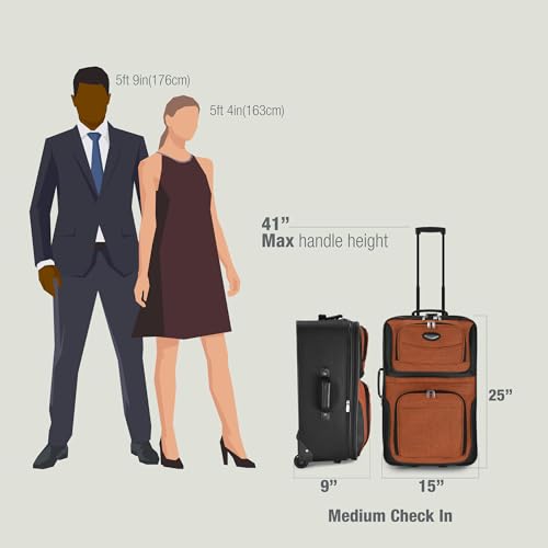 Travel Select Amsterdam Softside Expandable Luggage with Rolling Wheels, Navy, 25-Inch Medium