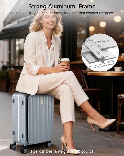 Hanke 26 Inch Large Checked Luggage PC Hard Shell Luggage Top Opening Travel Luggage Suitcases with Wheels for Woman Men.(Grey)