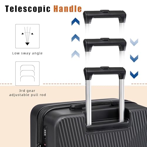 Eeeza Expandable Luggage Sets 5 Piece,Suitcases with Detachable Wheels,ABS Hard Case Luggage with TSA Lock Spinner Wheels,Carry On Luggage Set