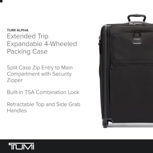 TUMI - Alpha Extended Trip Expandable 4-Wheeled Packing Case - Hybrid Softside and Hardside Checked Bag - Black