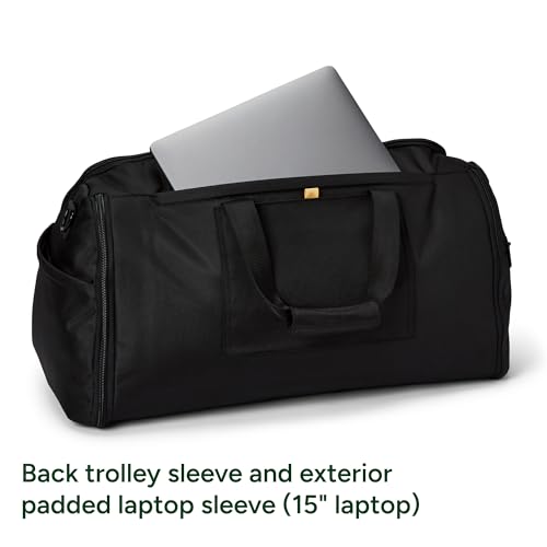 Halfday Convertible 2-in-1 Premium Garment Duffel Weekender Bag 45L: Wrinkle-Free Travel (Hanging Suit Compartment, Shoe Pockets, Trolley Sleeve), Balistic Nylon Carry-on, Jet
