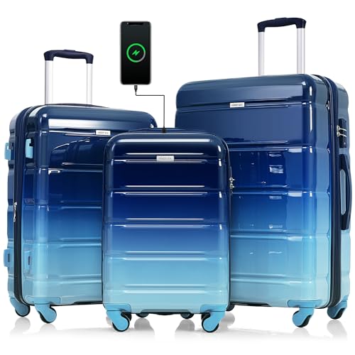 Luggage Sets 3 Pcs Suit case, ABS Hardside Suitcases with Spinner Wheels Lightweight TSA Lock