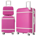 Merax Hard Shell Luggage Set, 3 Pieces 20”+24”Luggage and Cosmetic Case, Lightweight Suitcase with Spinner Wheels and TSA Lock, Pink