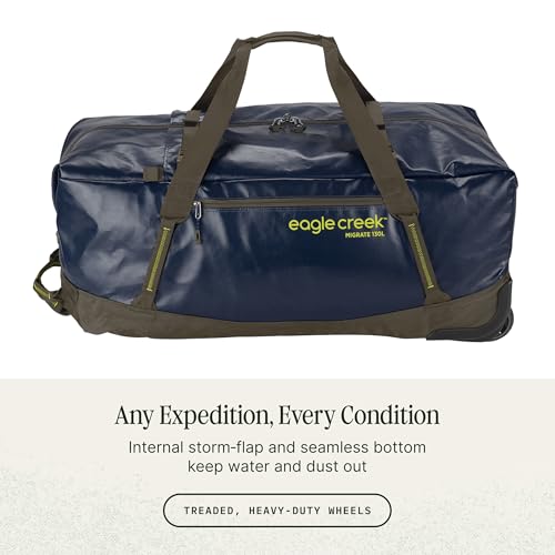 Eagle Creek Migrate 130L Wheeled Duffel Bag – Durable, Weather-Resistant Travel Duffel with Smooth Wheels - Multiple Carry Options for Easy Transport - Rush Blue