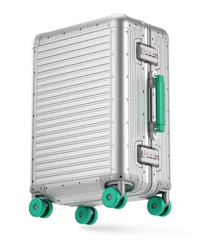 Varyleap All Aluminum Carry On Luggage 22x14x9 Airline Approved, Zipperless Aluminum Suitcase, Hard Shell Carry On Luggage with TSA Lock, Spare Wheels. (Silver, 20inch)