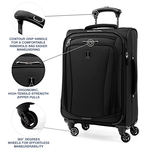 Travelpro Runway 3 piece Luggage Set, Carry on UnderSeat Luggage Soft Tote, Carry-on & Convertible Medium to Large 28-Inch Check-in Expandable Luggage, 4 Spinner Wheels, Softside Suitcase, Black