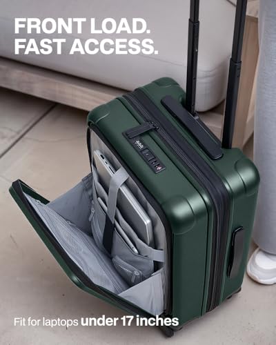 Coolife Carry On Luggage Suitcase : 22x14x9 Airline Approved Travel Luggage with Spinner Wheels, Front Pocket Expandable Hardshell Suitcases with TSA Lock Green
