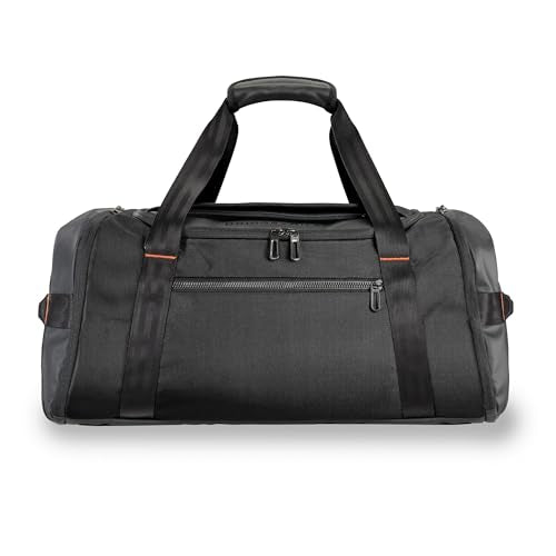 Briggs & Riley 27" Medium Upright Duffle - Checked Luggage for Travel, Suitcases with Wheels, Softside Rolling Bag for Men & Women, Self-Repairing Zipper - ZDX Collection, Black
