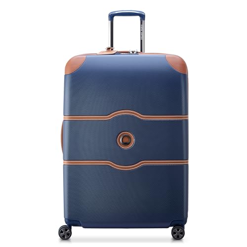 DELSEY PARIS Chatelet Air 2.0 Checked Suitcase 28 Inch Large, Hardside Polycarbonate Luggage, Dual-Density Spinner Wheels, TSA Lock, Navy Blue