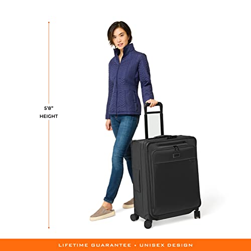 Briggs & Riley 26" Medium Expandable Spinner - Checked Luggage for Travel, Suitcases with Wheels, Softside Rolling Bag for Men & Women, Self-Repairing Zipper - Baseline Collection, Black