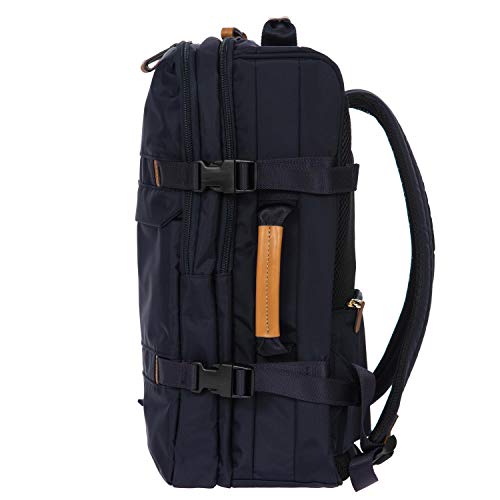 Bric's X-Travel Montagne Backpack 16 Inch, Water-Resistant Recycled Nylon Carry-On Daypack with Compression Straps, Padded Backpanel, Laptop Sleeve and Luggage Pass-Through - Navy