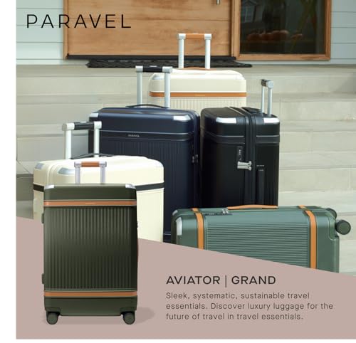 Paravel Aviator Luggage | Carbon-Neutral Travel Suitcase from Recycled Materials| Durable Luggage with Wheels| Scout Tan