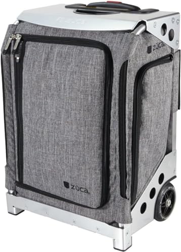 ZUCA Navigator 20-inch Suitcase Carry-On Luggage: Airline Approved, Built-In Seat & Ultimate Organization – Smooth Suitcases Wheels for Effortless Travel - Heather Gray Bag, Silver Frame