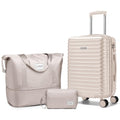 LARVENDER Carry on Luggage 22x14x9 Airline Approved, Expandable 20 Inch Hardside Suitcase with Wheels TSA Lock, PC+ABS Lightweight Carry on Suitcases for Women and Men, Champagne (20/DB/TB)