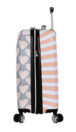 Betsey Johnson Designer 20 Inch Carry On - Expandable (ABS + PC) Hardside Luggage - Lightweight Durable Suitcase With 8-Rolling Spinner Wheels for Women (Chevron Hearts)