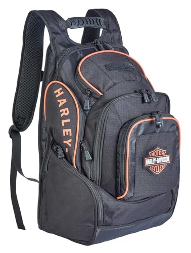 Harley-Davidson Bar & Shield Legend Rugged Polyester Backpack - Black/Orange