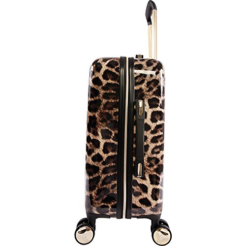 BEBE Women's Adriana 21" Hardside Carry-on Spinner Luggage,Telescoping Handles, Leopard, One Size