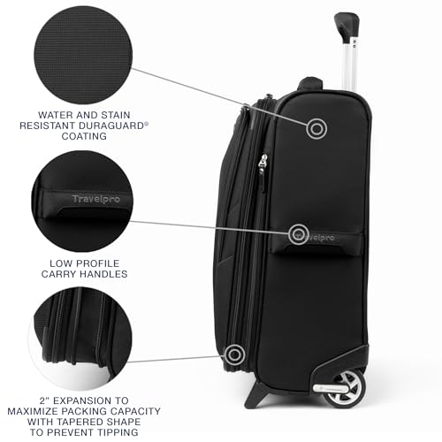 Travelpro Maxlite 5 Softside Expandable Upright 2 Wheel Carry-on Luggage, Lightweight, 20-Inch — Black