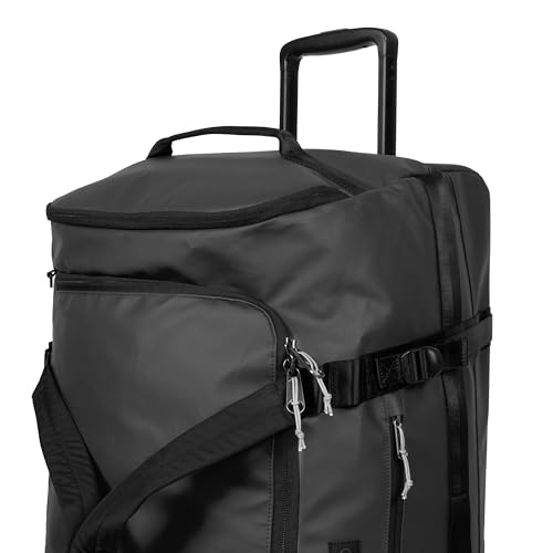 Eastpak Duffel Pack Wheel M – 60L Wheeled Duffel with Telescopic Handle, Convertible Backpack Straps, Weatherproof Finish & Gear Loops, Tarp Black