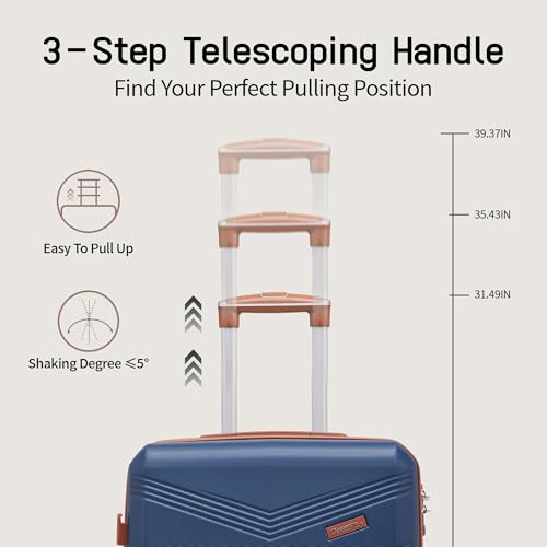 CONCEPTEN Luggage Sets 5 Piece, Expandable Hardside Suitcase with Spinner Wheels, 20/24/28 inch Travel Luggage Set, Lightweight Carry On with TSA Lock (Dark Blue)