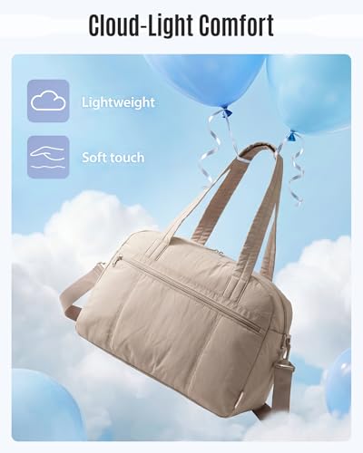 LIGHT FLIGHT Personal Item Travel Bag, Lightweight Gym Bag for Women, 20L Weekender Bag with Toiletry Pouch, Carry on Overnight Dance Bag, Coffee