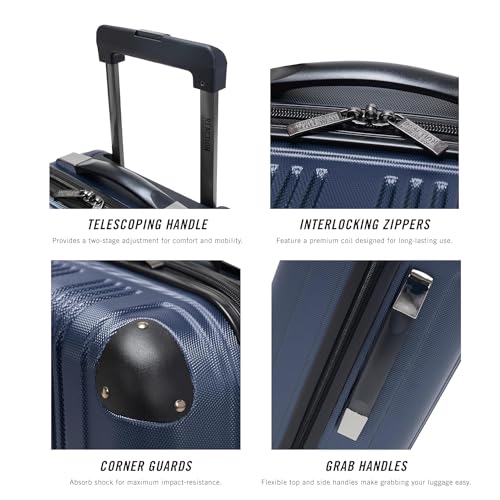 Kenneth Cole REACTION Out of Bounds Lightweight Hardshell 4-Wheel Spinner Luggage, Naval, 20-Inch Carry On