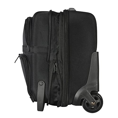 Olympia USA Elite 17 Inch Deluxe Rolling Overnighter Business Travel Case Carry On with Detachable Laptop Compartment, Black
