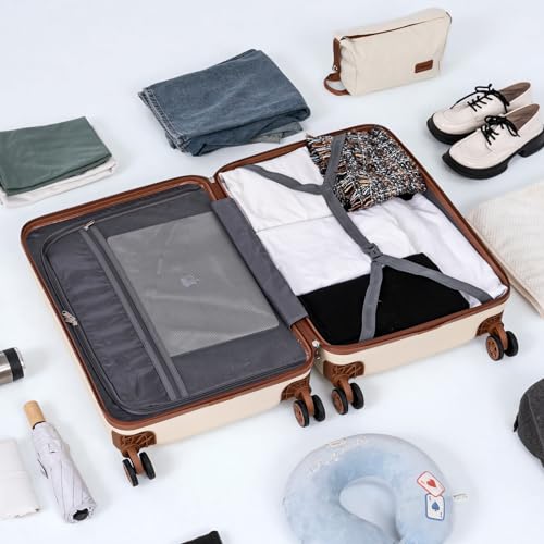 Cosbarn Carry On Luggage Set 22x14x9 Airline Approved, 3 Piece 20 Inch Lightweight ABS Hardside Suitcases with Wheels and TSA Lock, Durable Waterproof Travel Suitcase for Men Women
