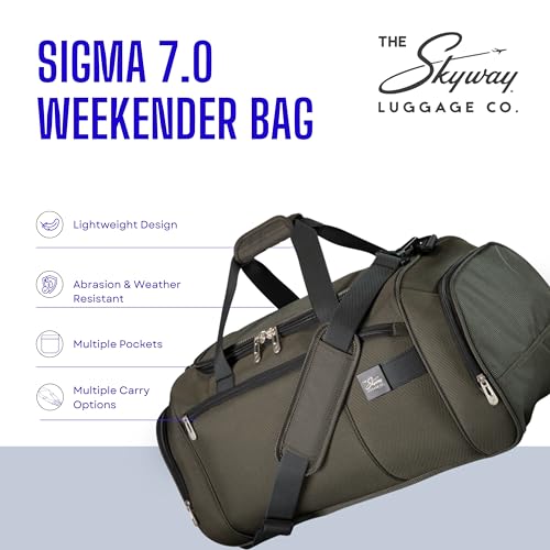 Skyway Luggage Sigma 7.0 Softside Weekender Duffel Bag Durable Carry-On, Lightweight Gear Bag with Shoulder Strap & Pockets, Ideal for Weekend Trips, Men and Women