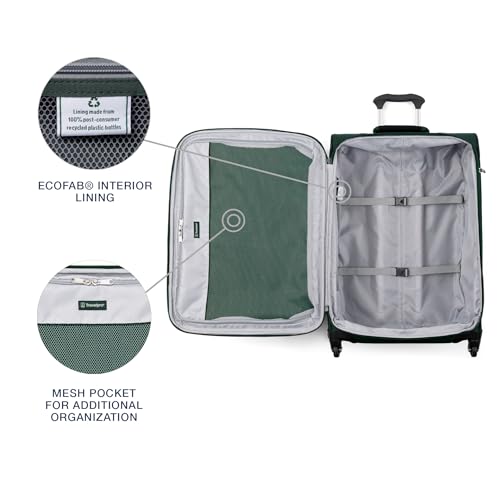 Travelpro Maxlite 5 Softside Expandable Luggage with 4 Spinner Wheels, Lightweight Suitcase, Men and Women, Forest Green, Checked-Medium 25-Inch