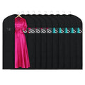 KEEGH Garment Bags for Hanging Clothes 60" (Set of 10) Dress Bags for Gowns Long Dress Bags for Closet Storage with Zipper and Eye-Hole for Folding for Suit Coats Dresses, Black