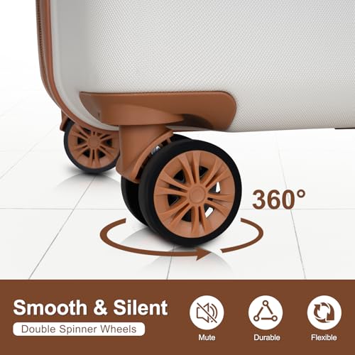 Romswi 26" Medium Checked Luggage, Checked-Medium Hardshell Suitcase with Double Spinner Wheels, Lightweight Large Hardshell Suitcase with TSA Lock,YKK Zipper, Scratch-Resistant White