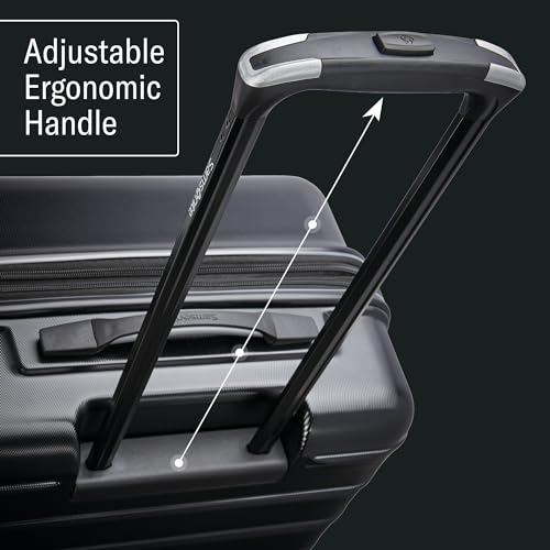 Samsonite Omni 2 Global Carry-On Spinner Luggage - Compact Size For International Travel - Airline-Approved - Features Expandable Polycarbonate Shell, 360° Wheels, USB Power Hub - Charcoal - Black